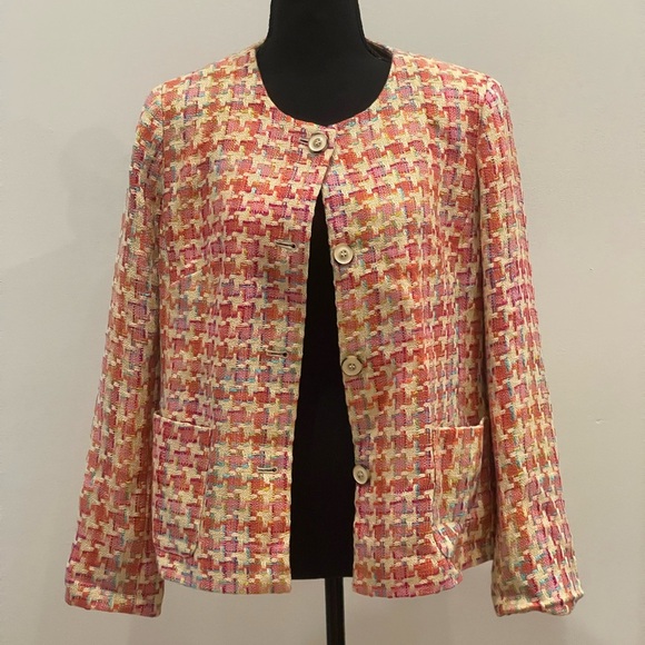 Appleseeds 14P‎ Multicolored Button Down Blazer with Pockets & Shoulder Pads - Picture 1 of 7